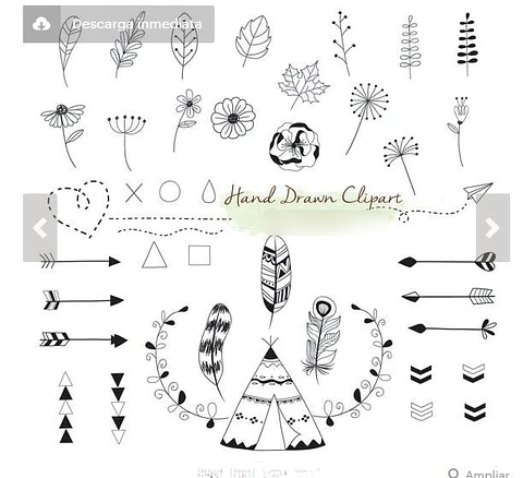 Kit Digital Conjunto Desenhado a Mão Boêmio e Tribal 