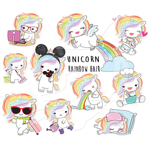 Kit Digital Unicórnios Arco-Íris 