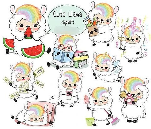 Kit Digital Unicórnio Lhamas de Unicórnio 