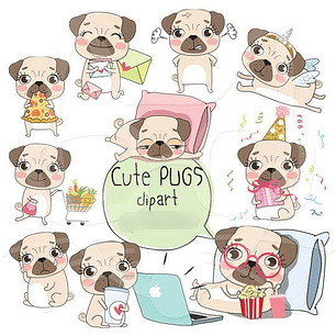 Kit Digital Cachorrinhos Pug 
