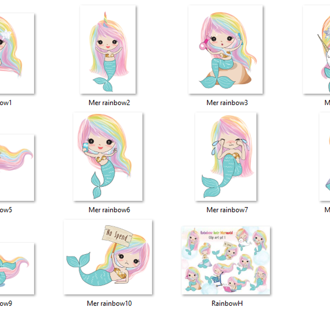 Kit Digital Sereias Arco-Íris  2