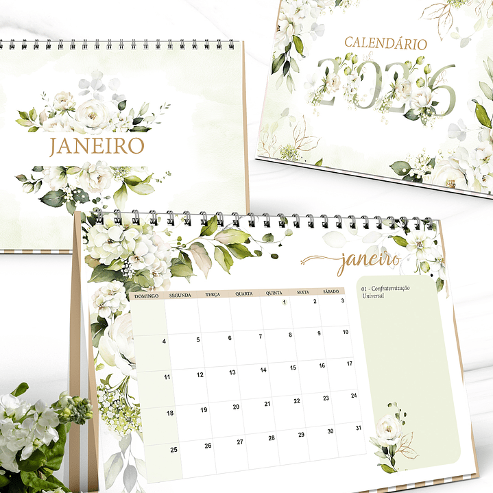 Arquivo Calendário Rosas Brancas 2026 - Bicho Papel  3