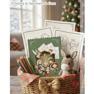 Arquivo Natal Cards de Colorir A6 Nascimento de Jesus - Carinas Paper 