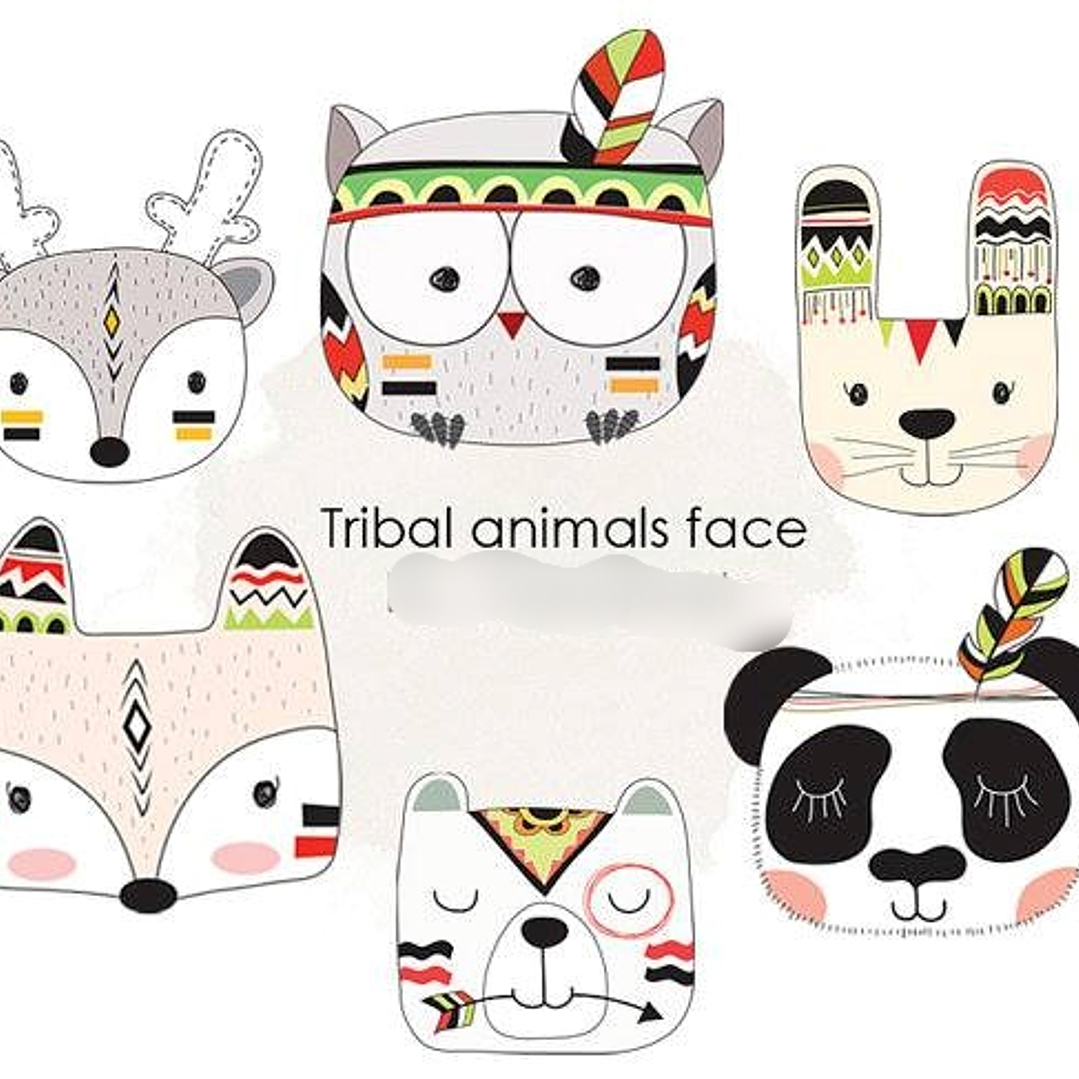 Kit Digital Face de Animais Tribal  1