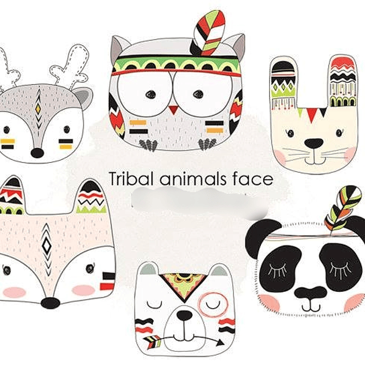 Kit Digital Face de Animais Tribal  1
