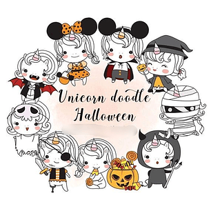 Kit Digital Unicórnio Halloween