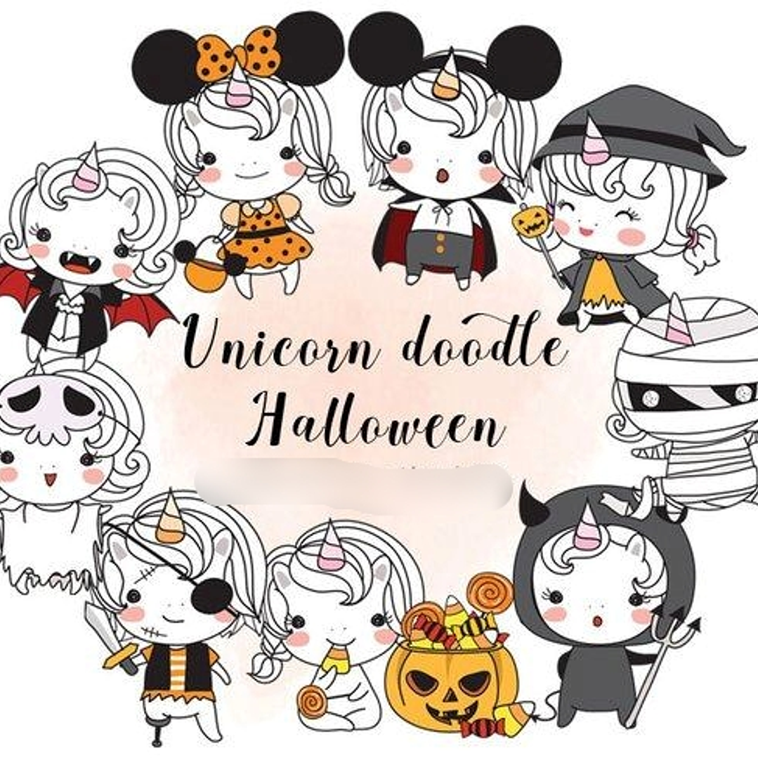 Kit Digital Unicórnio Halloween 1