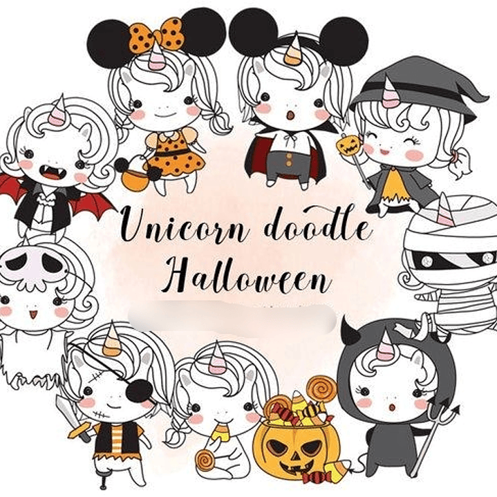 Kit Digital Unicórnio Halloween 1