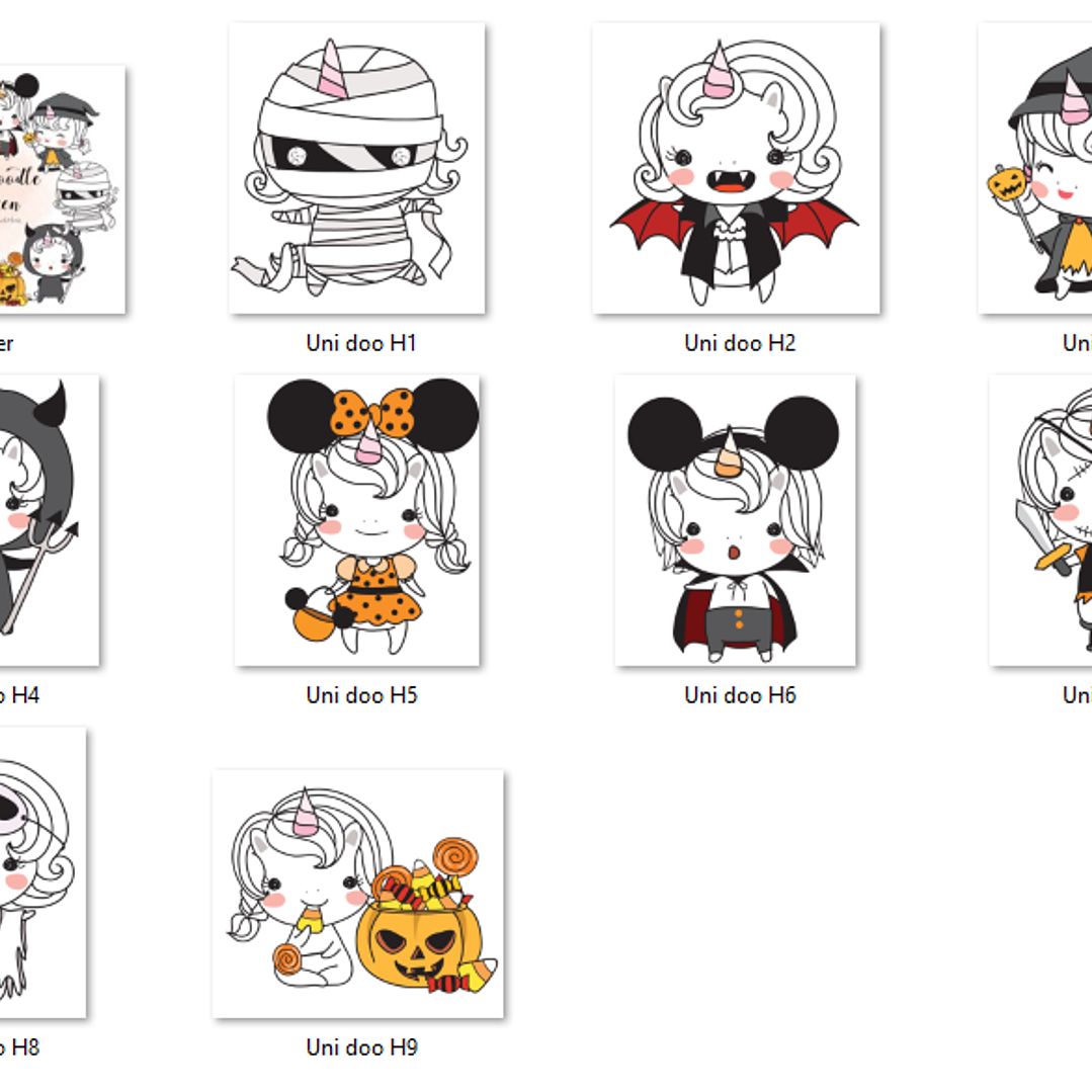 Kit Digital Unicórnio Halloween 2