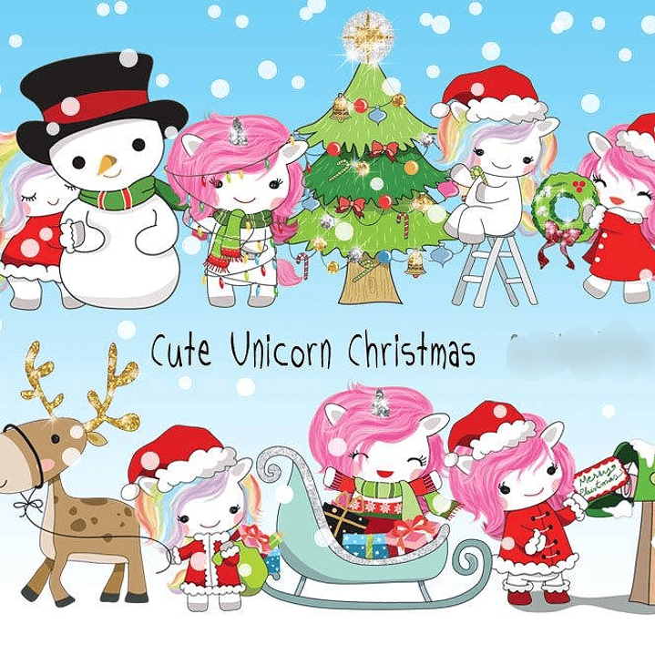 Kit Digital Natal Unicórnios 1