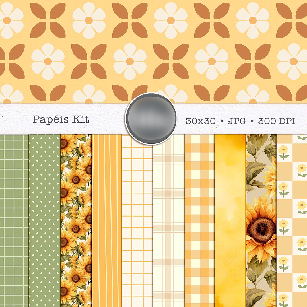 Kit Digital Alma de Girassol Ilustrações e Papéis - TITA 4
