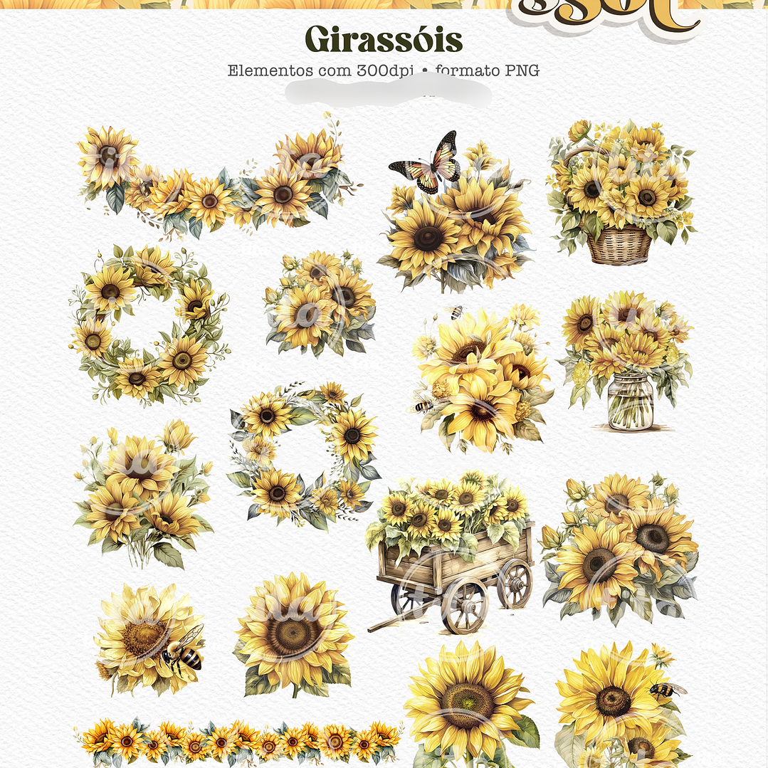 Kit Digital Alma de Girassol Ilustrações e Papéis - TITA 6
