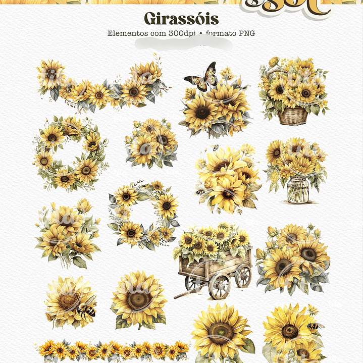 Kit Digital Alma de Girassol Ilustrações e Papéis - TITA 6
