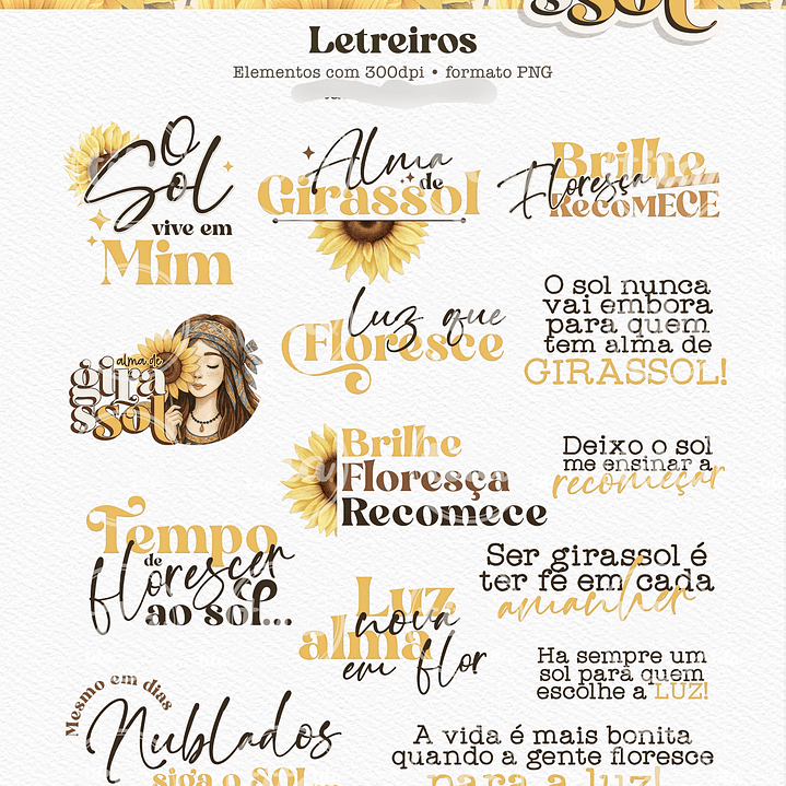 Kit Digital Alma de Girassol Ilustrações e Papéis - TITA 8