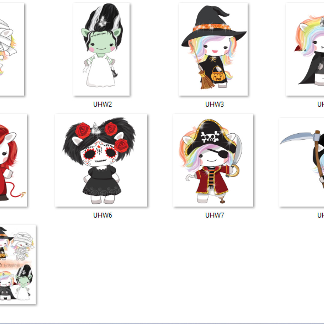 Kit Digital Unicórnio Cute Halloween  2