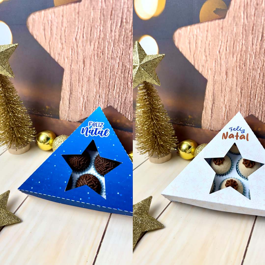 Arquivo Natal Caixa Triângulo para 6 Doces - Madi  1