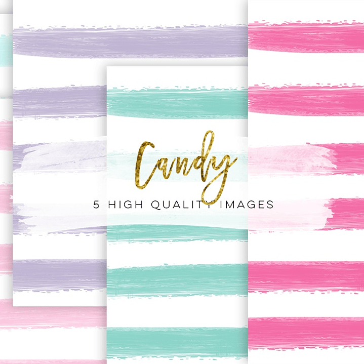 Kit Digital Papéis Listrados Coloridos Candy  1