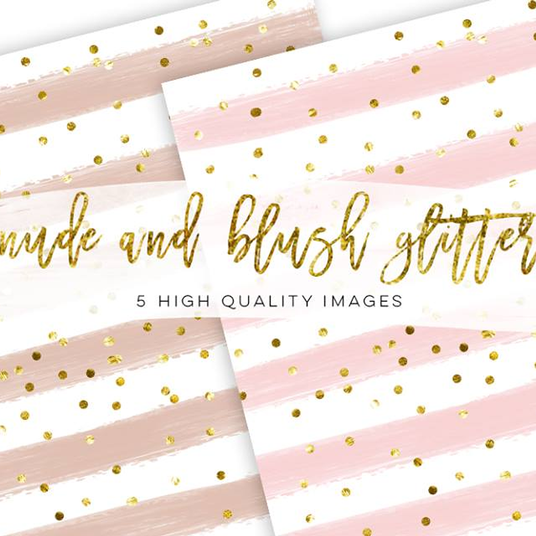 Kit Digital Papéis Glitter Rosa Nude e Blush 1