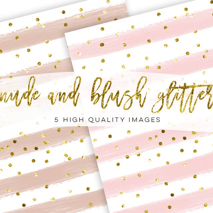 Kit Digital Papéis Glitter Rosa Nude e Blush 1