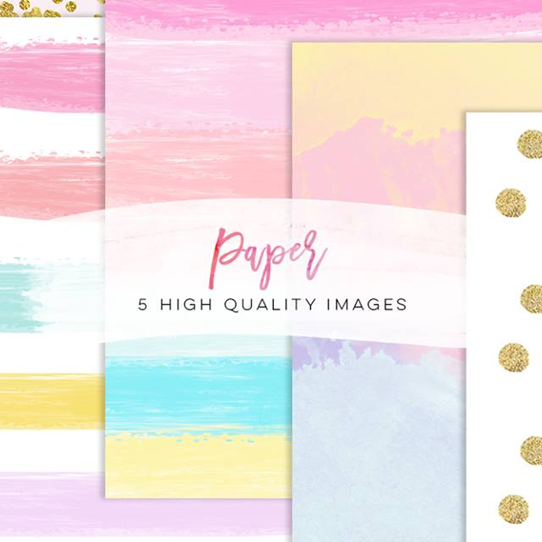 Kit Digital Papéis Arco-íris Dourado Pastel 1