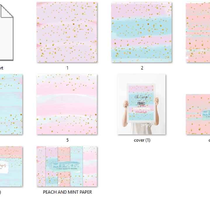 Kit Digital Papéis Pêssego com Glitter  2