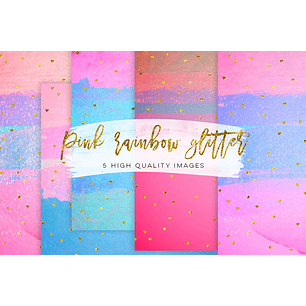 Kit Digital Papéis Brilho arco-íris rosa