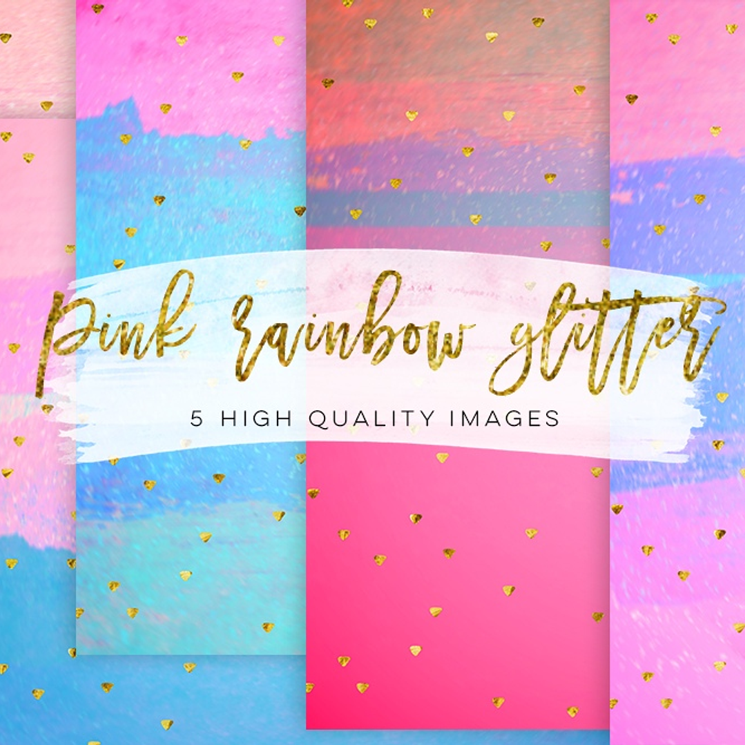 Kit Digital Papéis Brilho arco-íris rosa 1