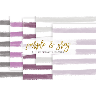 Kit Digital Papéis Listrados Cinza Roxo