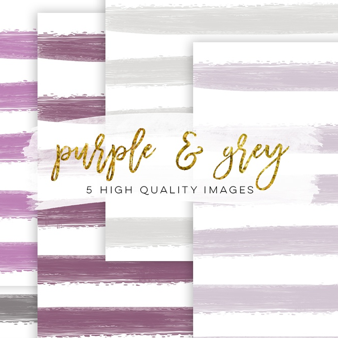 Kit Digital Papéis Listrados Cinza Roxo 1