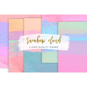 Kit Digital Papéis Nuvem Arco-íris