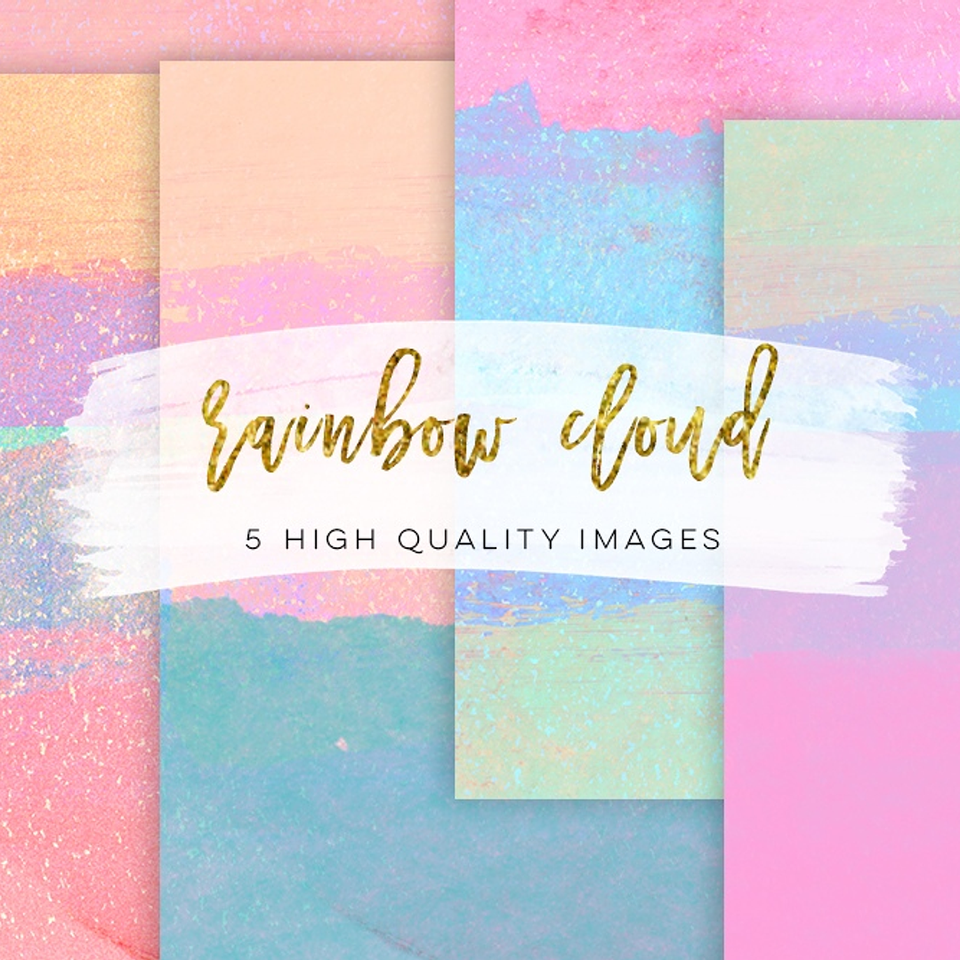 Kit Digital Papéis Nuvem Arco-íris 1