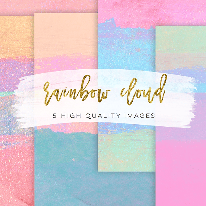 Kit Digital Papéis Nuvem Arco-íris 1