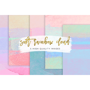 Kit Digital Papéis Nuvem suave de arco-íris