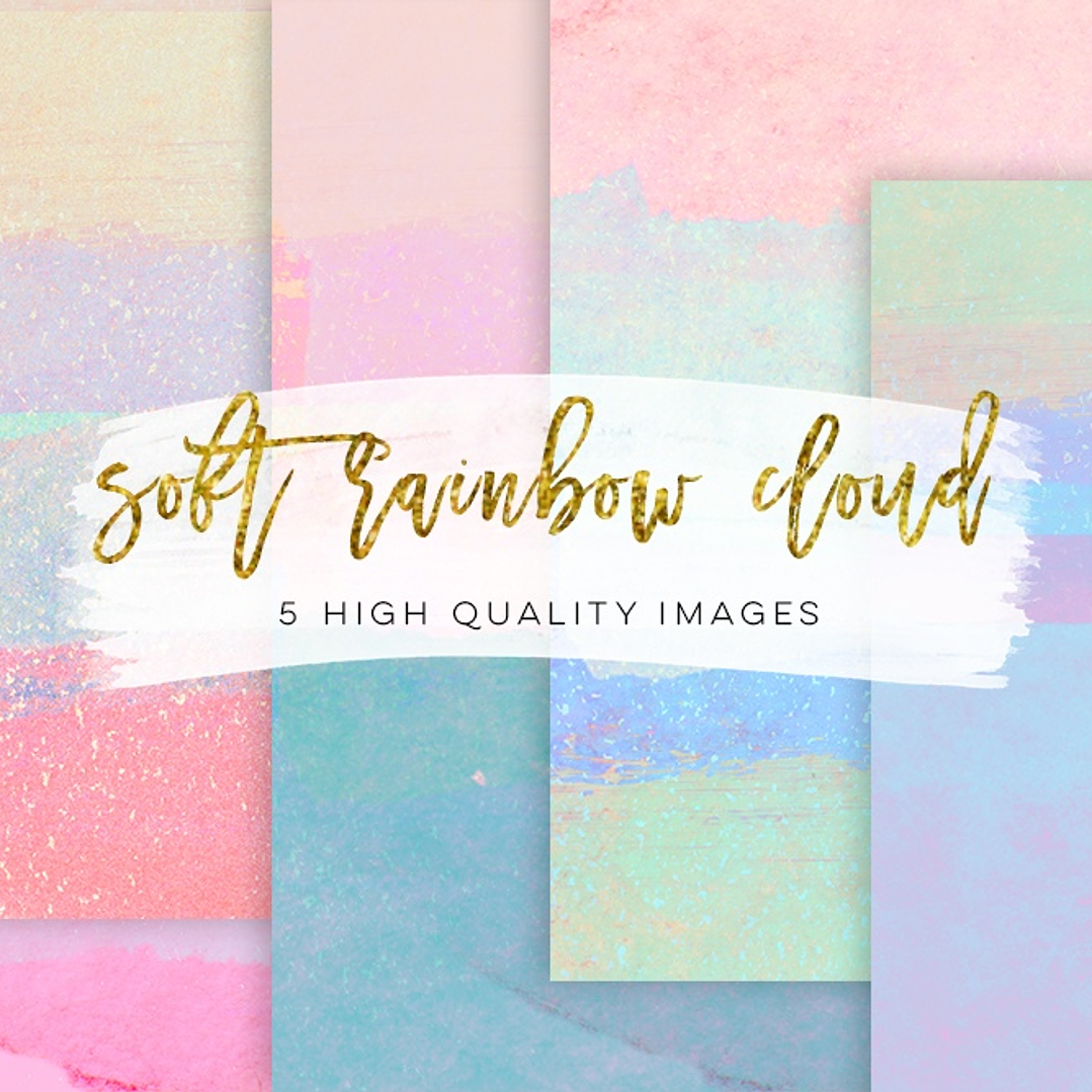 Kit Digital Papéis Nuvem suave de arco-íris 1