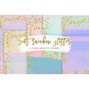 Kit Digital Papéis Brilho Arco-íris Suave