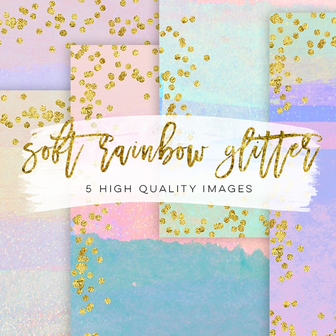 Kit Digital Papéis Brilho Arco-íris Suave 1