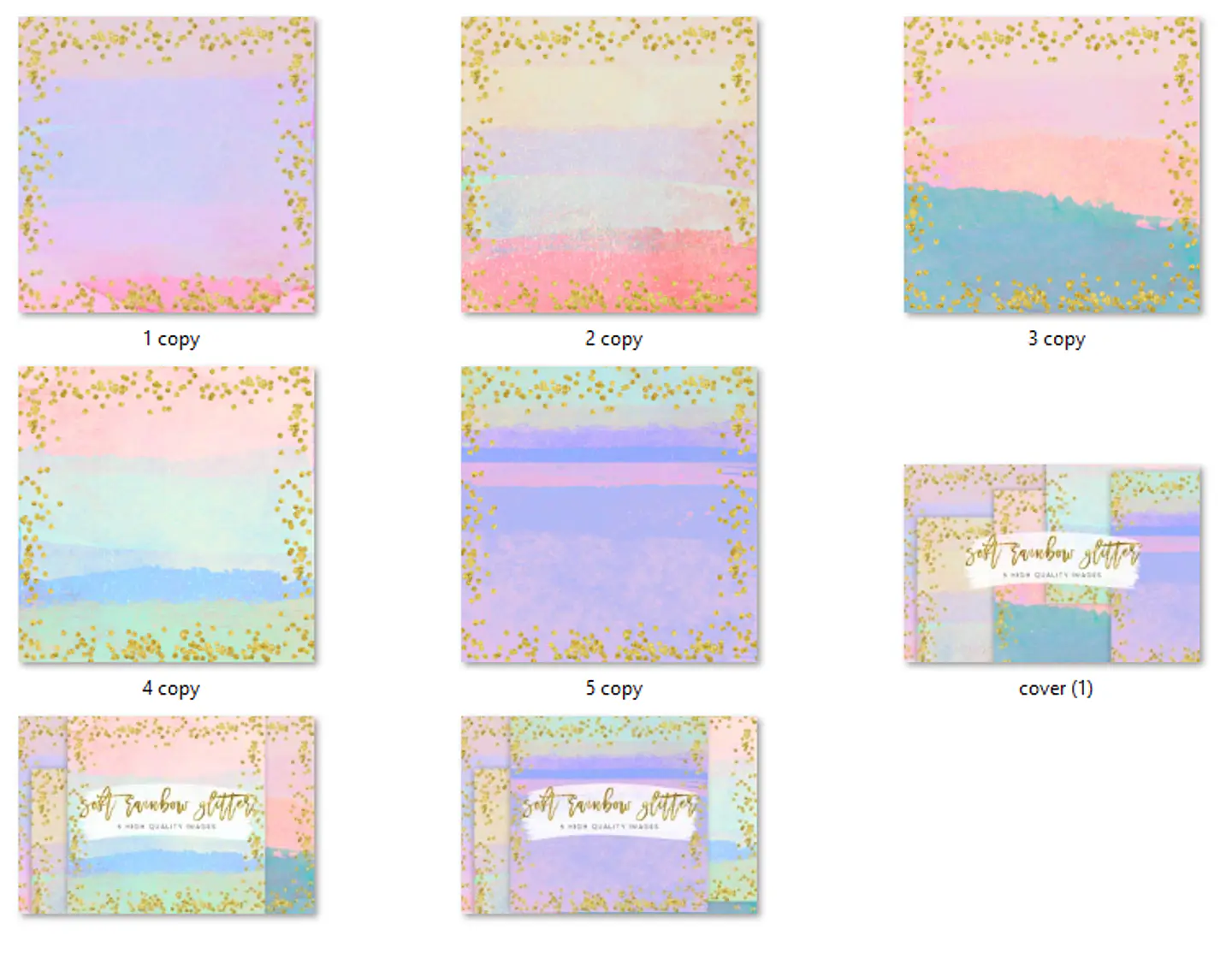 Kit Digital Papéis Brilho Arco-íris Suave 2