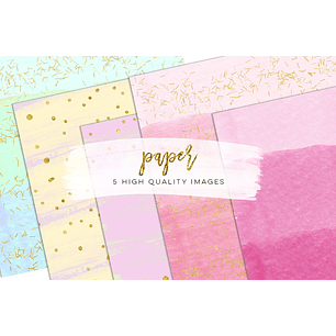 Kit Digital Papeís Aquarela Amarelo e Rosa