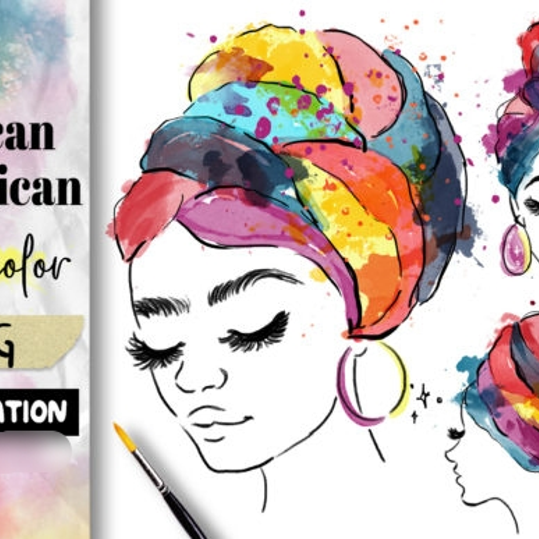 Kit Digital Africanas Aquarela  1