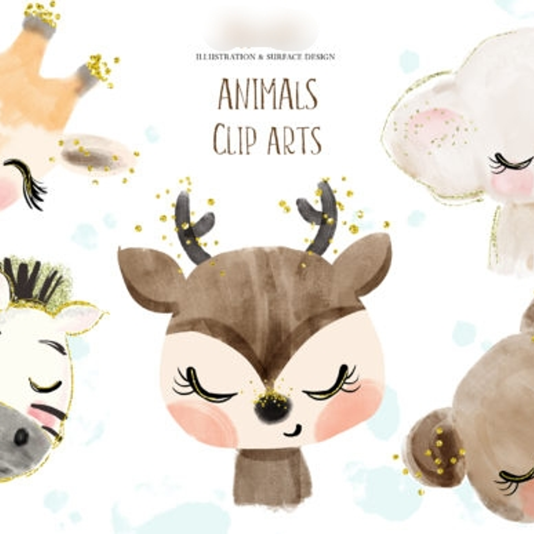 Kit Digital Animais Aquarela  1