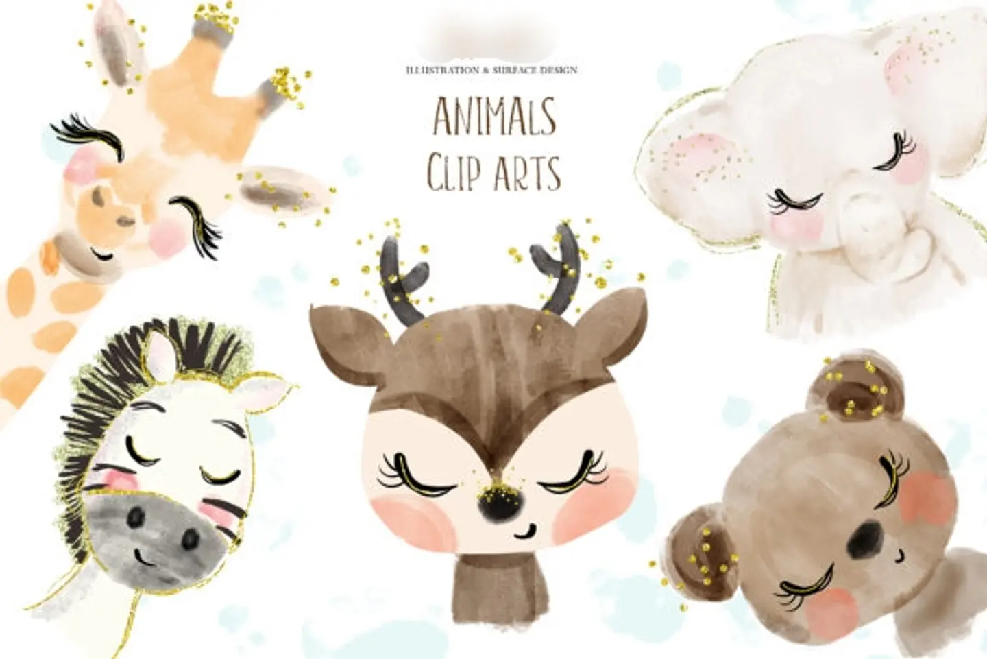 Kit Digital Animais Aquarela  1