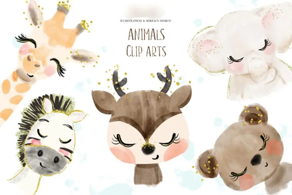 Kit Digital Animais Aquarela  1