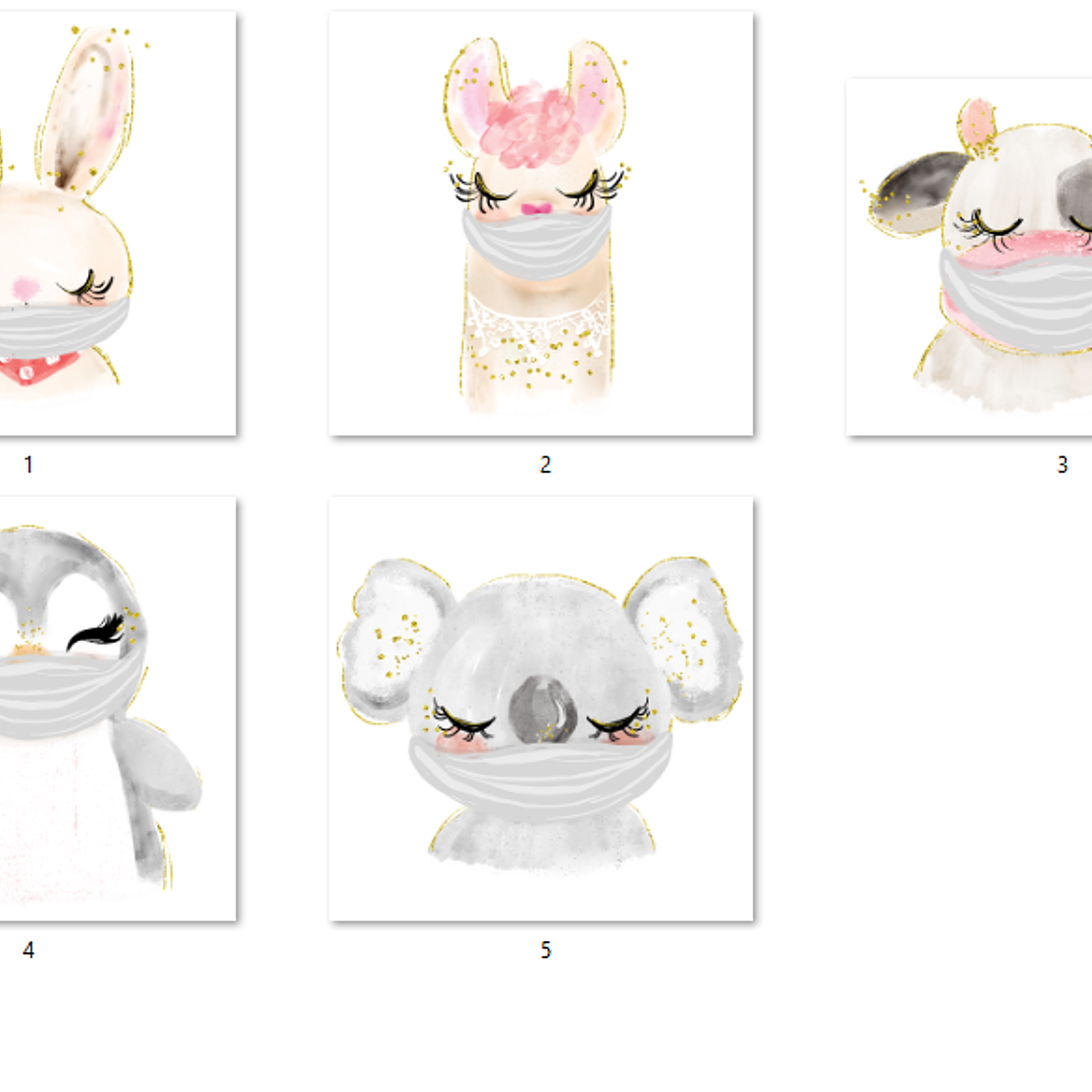 Kit Digital Animais com Máscaras Aquarela  2