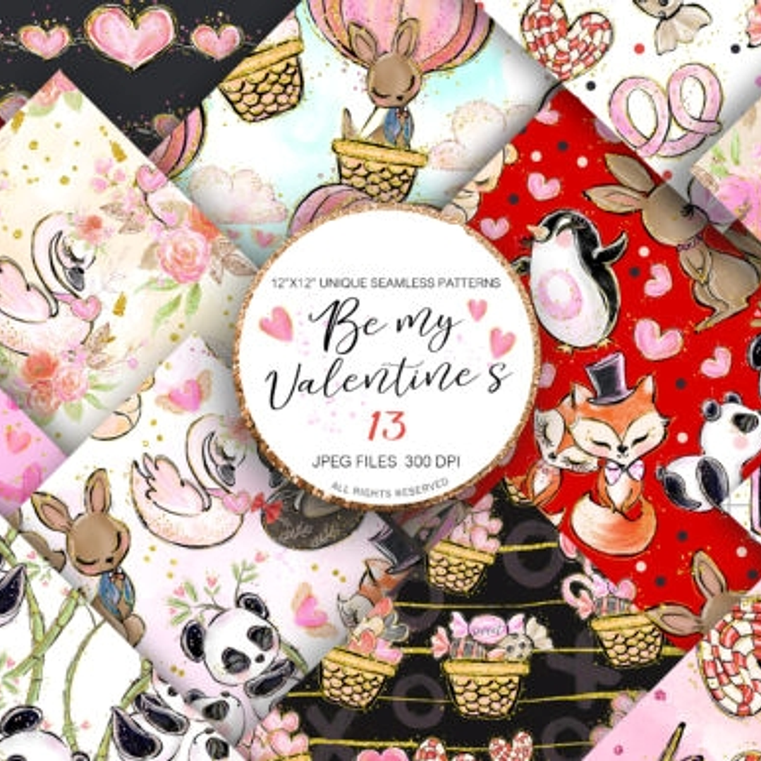 Kit Digital Papéis Animais Dia dos Namorados  1