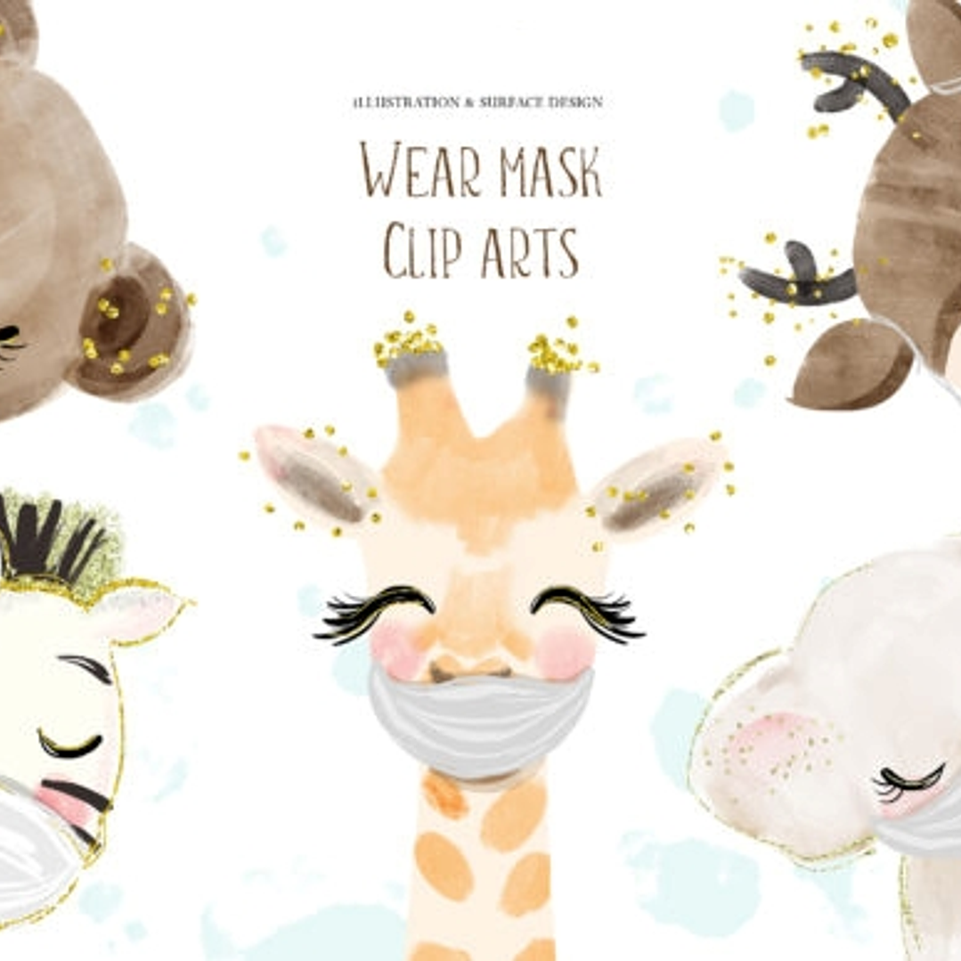 Kit Digital Animais com Máscara 02  1