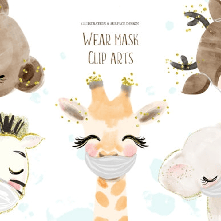 Kit Digital Animais com Máscara 02  1