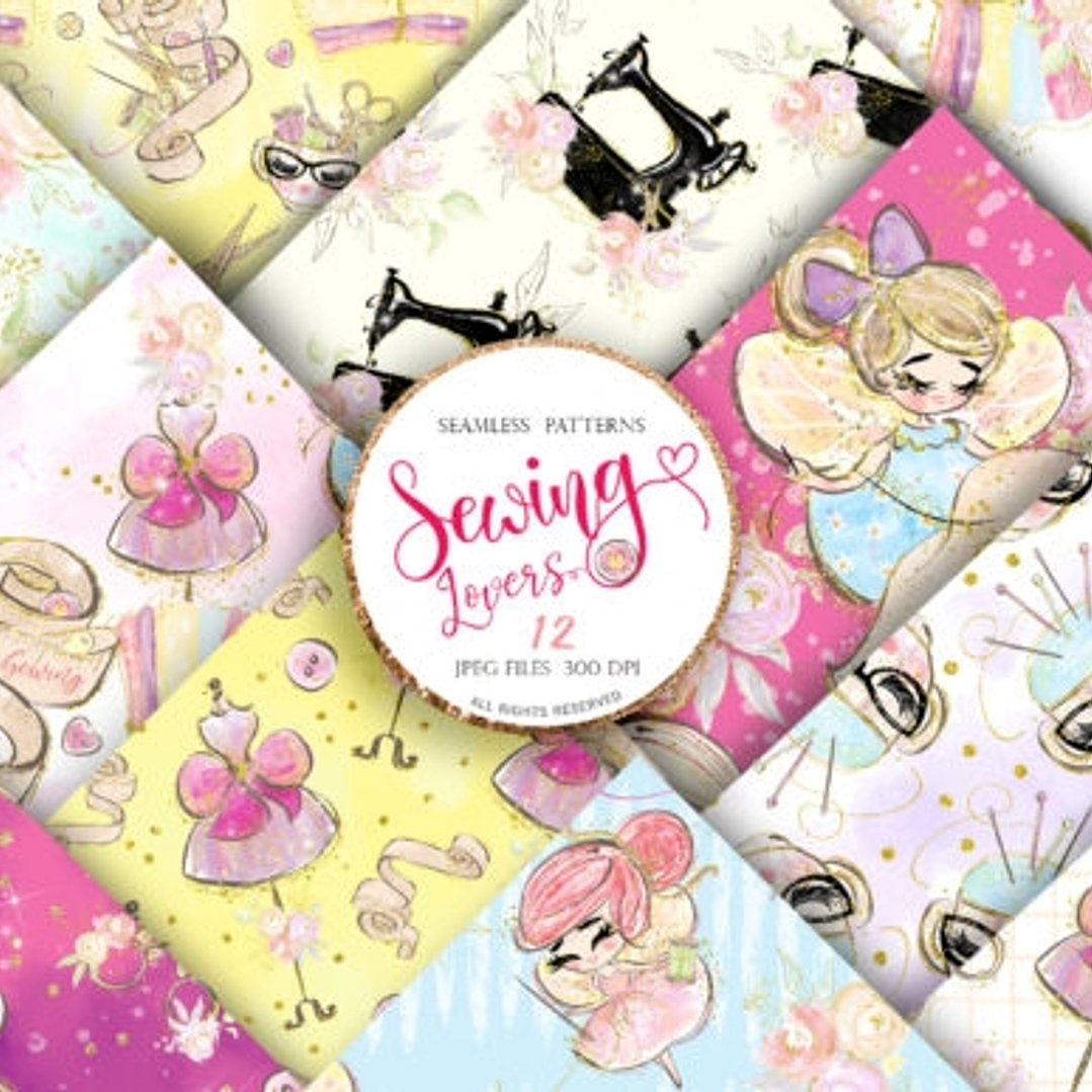 Kit Digital Papéis Fadas Costureira  1