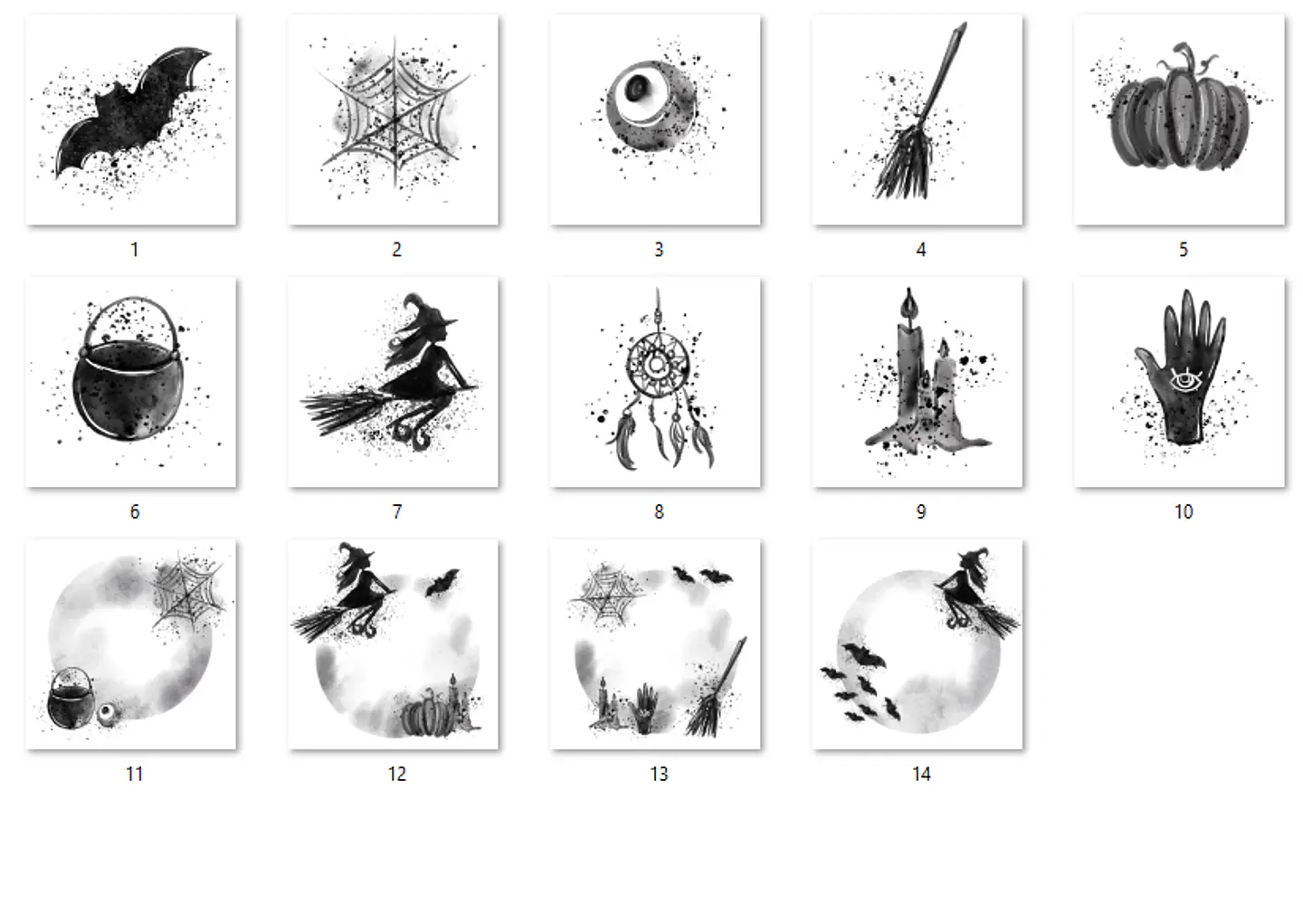 Kit Digital Feliz Halloween Preto e Branco  2