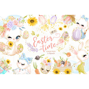 KIt Digital Pascóa Aquarela Coelhinhos 