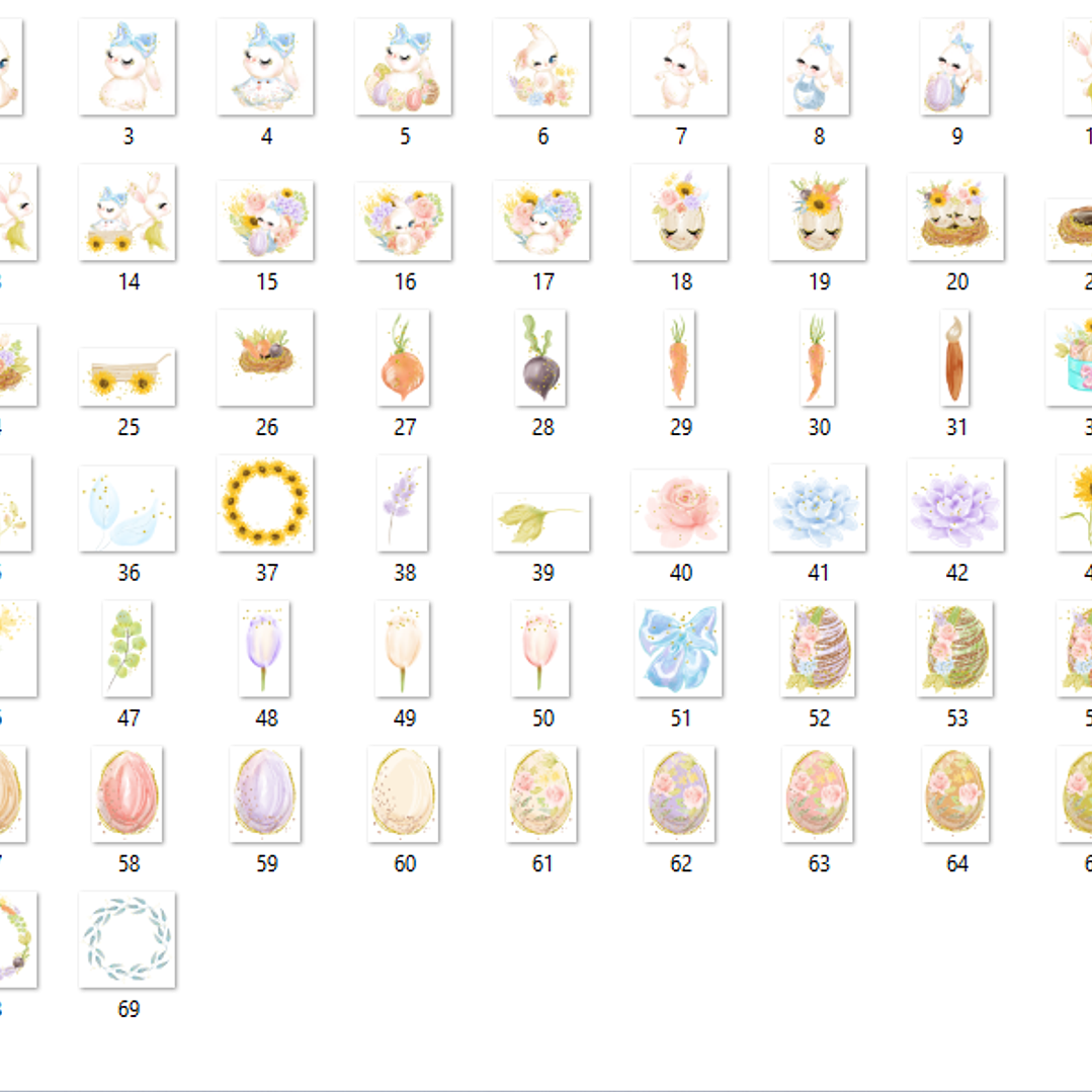 KIt Digital Pascóa Aquarela Coelhinhos  2